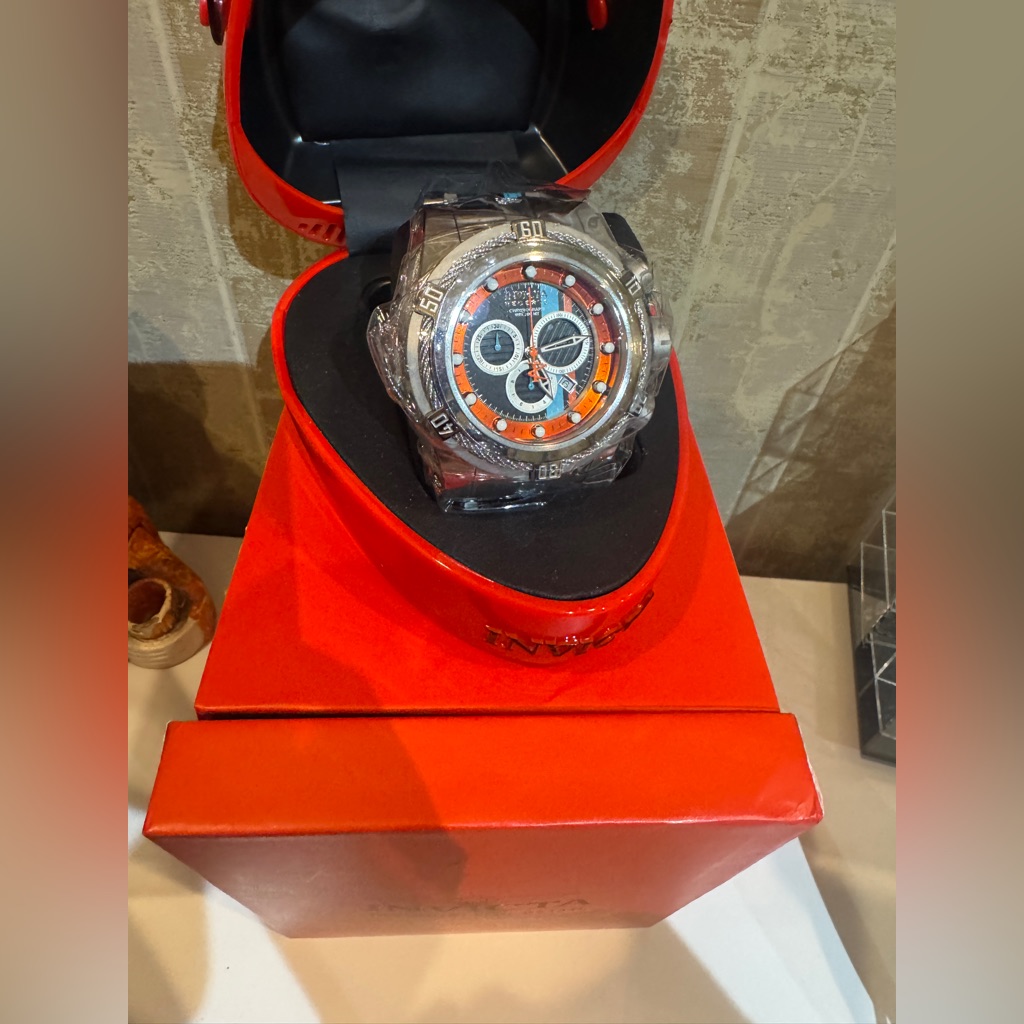 Invicta Bolt Zeus Reserve Racing Team Men's Silver And Orange Watch New Tags Htf